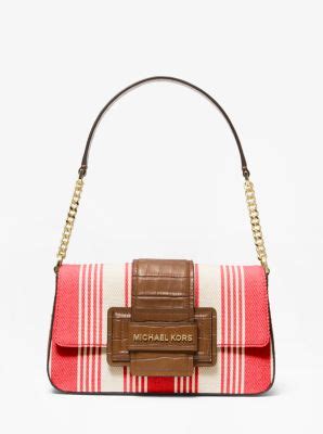 michael michael kors sage medium striped canvas shoulder bag|Michael Kors shoulder bag small.